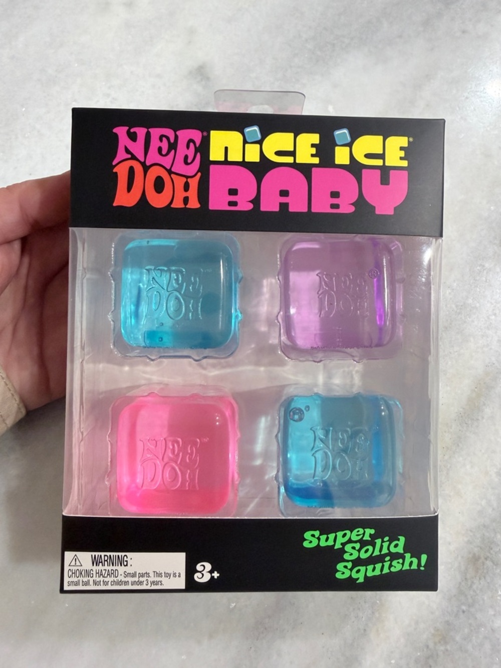 NeeDoh Nice Ice Baby 4 pack, Set of Four Nee Doh Mini Nice Cube Pink Blue Purple